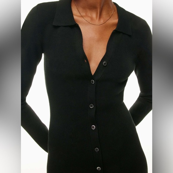 WILFRED ARITZIA Cove Black Sweater Button Down Dress - Picture 3 of 12